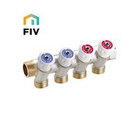 Collettore acqua sanitaria 4 vie 3/4" Rubinetto ottone nichelato componibile