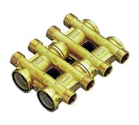 Collettore complanare componibile in ottone per riscaldamento 3/4' 2x2 TIEMME