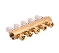 Collettore d'acqua, distributore di acqua per riscaldamento a pavimento e riscaldamento a pavimento, copertina rigida, grande flusso, forgiatura in rame, controllo manuale della temperatura (6 canali)