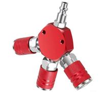 Collettore d'aria a 3 vie 1/4" NPT con accoppiatori rapidi in ottone, stile esagonale, compatibile con connettori pneumatici tipo M D I M (rosso)