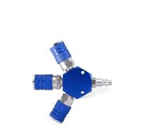 Collettore d'aria a 3 vie da 1/4 di pollice per NPT Hex Style, Splitter per compressore d'aria in ottone con 3 accoppiatori a connessione rapida per tipo M/D/I/M, rosso (blu)