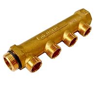 Collettore di distribuzione lineare in ottone a 4 vie con uscite 1/2''x16