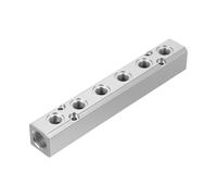 Collettore in alluminio, collettore pneumatico, 6 vie, 8 porte, uscita da 1/4", tubo flessibile di alimentazione dell'aria 1/2", raccordo distribuzione del compressore in linea, argento