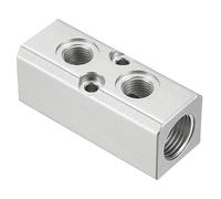 Collettore in alluminio, collettore pneumatico a 2 vie e 4 porte, raccordo divisore in linea for tubo flessibile G1/2" G1/4", argento