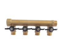 Collettore in Ottone Con Mini Valvole Integrate - 4 Partenze Maschio 15/21-20/27