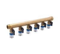 Collettore maschio-femmina 3/4 con 6 uscite multistrato a pressare Ø20 e valvole | Ottone | Connessione sicura e durevole | Facile da installare | Ideale per idraulica | QUICK PLOMBERIE