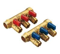 COLLETTORE NINO GIALLO C/VALVOLA A SFERA DA 3/4 x 16 3 VIE 3/4 x 1/2 x 16