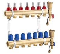 Collettore per Riscaldamento a Pavimento in Ottone con 7 Uscite/Ritorni | Con Misuratore di Portata | Robusto e Preciso | Alta Qualità | NOYON & THIEBAULT