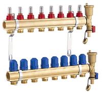 Collettore per Riscaldamento a Pavimento in Ottone con 8 Uscite/Ritorni | Con Misuratore di Portata | Robusto e Preciso | Alta Qualità | NOYON & THIEBAULT