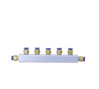 Collettore pneumatico a 5 vie e 8 porte, 20x20 mm, a pressione, 8 mm, divisore di blocco