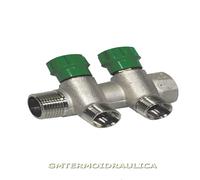 COLLETTORE RISCALDAMENTO DA 3/4 LINEARE OTTONE 2 USCITE 1/2" CON VALVOLA
