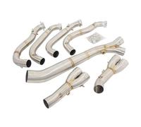 Collettore Silenziatore Moto Scarico Fuga Completo Per BMW Per S1000RR Per S1000r 2010-2018 Moto Intestazione Tubo Collegamento Anteriore Collegare 60mm Silenziatore(Argento)