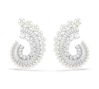 Swarovski Orecchini pendenti Ariana Grande x Swarovski, Crystal Pearl, Taglio misto, Bianchi, Placcato rodio, Taglia unica
