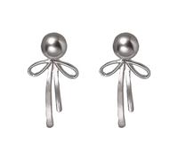 Collezione boucles d'oreilles pendantes Eleganti orecchini a fiocco di perle grigie con design delicato per le donne, accessori per le orecchie alla moda