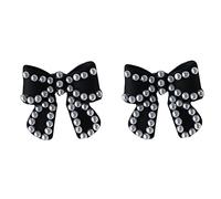 Collezione boucles d'oreilles pendantes Orecchini a bottone con fiocco di perle nere Eleganti orecchini delicati