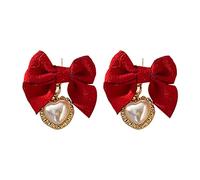 Collezione boucles d'oreilles pendantes Orecchini a fiocco in velluto rosso autunno e inverno Orecchini a campana sfera per clip regalo