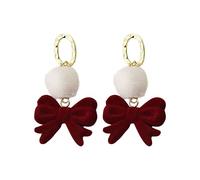 Collezione boucles d'oreilles pendantes Orecchini a fiocco in velluto rosso autunno e inverno Orecchini a campana sfera per clip regalo