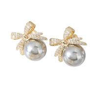 Collezione clous d'oreilles Orecchini a fiocco di perle, alla moda, di lusso, alta qualità, con ciondolo con strass, orecchini a bottone raffinati e versatili