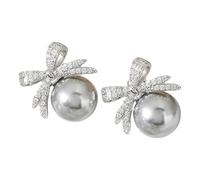 Collezione clous d'oreilles Orecchini a fiocco di perle, alla moda, di lusso, alta qualità, con ciondolo con strass, orecchini a bottone raffinati e versatili