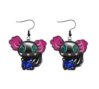 Collezione clous d'oreilles Orecchini a forma di cartone animato per donna, neri, bianchi e blu, gioielli unici per il suo regalo di compleanno