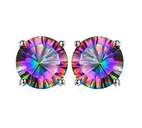 Collezione clous d'oreilles Orecchini in giada con pietre naturali Orecchini a bottone rotondi con artigli placcati in argento