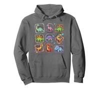 Collezione Colorata di Dinosauri per Amanti dei Dinosauri Felpa con Cappuccio