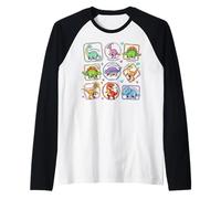 Collezione Colorata di Dinosauri per Amanti dei Dinosauri Maglia con Maniche Raglan