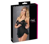 Cottelli - Babydoll trasparente con volant (nero) - XXL