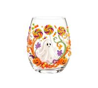 Collezione di bicchieri artigianali di Halloween, bicchiere da vino senza stelo 3D dipinto a mano, gotico gatto nero, zucca, fantasma, ragno, macabro, decorazione autunnale per la casa per donne e