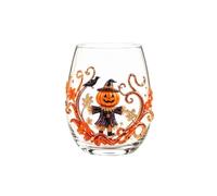 Collezione di bicchieri artigianali di Halloween, bicchiere da vino senza stelo 3D dipinto a mano, gotico gatto nero, zucca, fantasma, ragno, macabro, decorazione autunnale per la casa per donne e