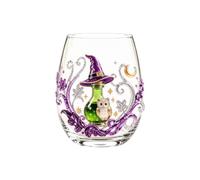 Collezione di bicchieri artigianali di Halloween, bicchiere da vino senza stelo 3D dipinto a mano, gotico gatto nero, zucca, fantasma, ragno, macabro, decorazione autunnale per la casa per donne e