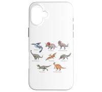 Collezione Di Carino Dinos Dinosaurs Illustrazione Di Arte Custodia per iPhone 16 Plus