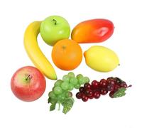 Collezione di frutta finta realistica per la decorazione della casa e dell'ufficio, 8 pezzi, tra cui arancia, limone, banana, mango, uva solo a scopo illustrativo