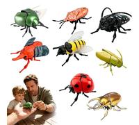 Collezione di insetti interattivi realistici: coleotteri striscianti, api e coccinelle realistici per giochi educativi dei bambini, figura di insetti mobili a vento, regalo di scienze della natura per