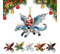 Collezione di ornamenti di Babbo Natale, drago cavalieri ornamentali, ornamenti per albero di Natale, draghi da appendere in acrilico, ornamenti natalizi gotici (C)