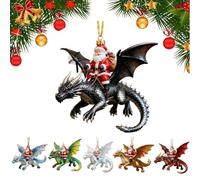 Collezione di ornamenti di Babbo Natale, drago cavalieri ornamentali, ornamenti per albero di Natale, draghi da appendere in acrilico, ornamenti natalizi gotici (B)