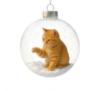 Collezione di ornamenti natalizi in vetro a forma di gatto, 7 cm, palline di cristallo 2D vivide fatte a mano per albero di Natale, ognuna con un fascino invernale unico e una storia per le vacanze e