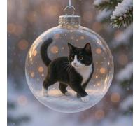 Collezione di ornamenti natalizi in vetro a forma di gatto, ornamento a sfera per albero di Natale, decorazione 3D animale, statuette feline fatte a mano in palle di neve, decorazione perfetta per le