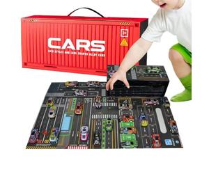 Collezione di piccole auto - 24 mini macchinine pull-back, veicoli pressofusi in lega, set da garage con custodia compatta | Action figure di giocattoli da corsa per bambini, attività in classe in sog