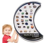 Collezione di pietre preziose, 32 pezzi per bambini, campioni per studiare geologia e scienze della terra, set educativo di minerali con quarzo fragola, prehnite, ossidiana