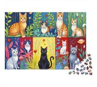 Collezione di puzzle da 1000 pezzi con gatti, collage di vari gatti per adulti, gioco educativo, bella decorazione, difficile, stimolante, compleanno, 52x38cm