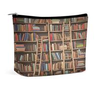 Collezione di scaffali per libri divertenti e borsa per il trucco a scala, borsa per il trucco da viaggio portatile, borse per cosmetici, borsa con cerniera, piccola borsa da toilette per donne