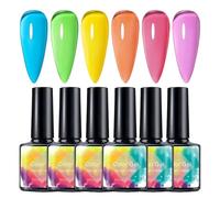 Collezione di smalti Jelly Gel - Vernice fluorescente per unghie, formula ad asciugatura rapida, 6 pezzi, 8 ml, per riunioni, feste, eventi formali, finitura professionale