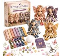 Collezione fai da te per patchwork con fatine, divertente kit da cucito per patchwork, 4 fatine dei fiori alate fatte a mano per artigiani principianti, regalo creativo fai da te per gli amanti del