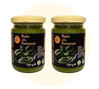 Collezione It - Duo di Pesti dalla Liguria (2 x 130g) - Pesto Genovese, Pesto al Limone, Pesto al Pistacchio o Crema di Olive, scegli la tua combinazione (2 x Pesto alla Genovese)