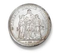 Collezione monete antiche francia, Moneta argento francesi, monete oro vecchie lire italiane, per collezionisti moneta commemorative antica europee, francia souvenir (1873 Hercule 5 fr.)