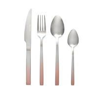 Collezione Salter BW10075CTK Ombre Set di 16 posate in acciaio inossidabile, servizio di posate per 4 persone, finitura a specchio, con coltello, forchetta, cucchiaio, cucchiaino, Argento/Champagne