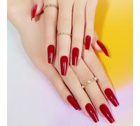 Collezione solida classica elegante e versatile di 24 pezzi Di Unghie Finte Lunghe Stile Coffin Con Smalto Lucido Confezione Completa Di Colla E Lima Per Unghie, Adatta Per Attività Allaperto, Tempo L