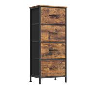 Collezione SONGMICS BELLAH - Cassettiera, Mobile contenitore, per Camera da letto, Guardaroba, Ingresso, Soggiorno, Acciaio, 4 Cassetti, Moderno, Marrone Rustico e Nero Inchiostro/Bianco Nuvola e