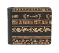 Collezioni di Antichi Ornamenti Greci Dorati Antichi Bordi Antichi Uomini Scuri Portafoglio Bifold Sottile Porta Carte di Contanti Borsa in, Stile:, Taglia unica